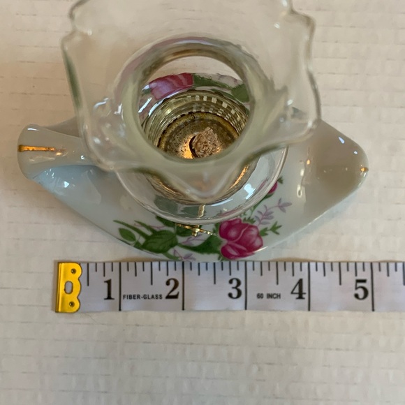Vintage Miniature Porcelain Oil Lamp. Rose Flower Design. Knick Knack Decor - Picture 8 of 8